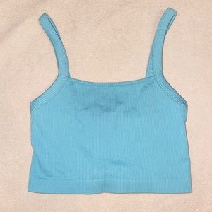 Blue ribbed tank top